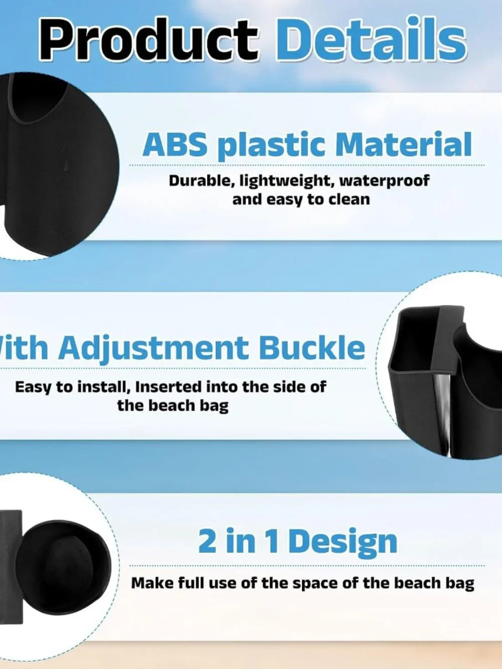 Beach Tote Organizer 2-in-1 — Cup, Water Bottle & Phone Holder Accessory for San